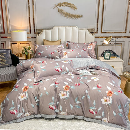 Silk Printed Bedding Set Spring Summer