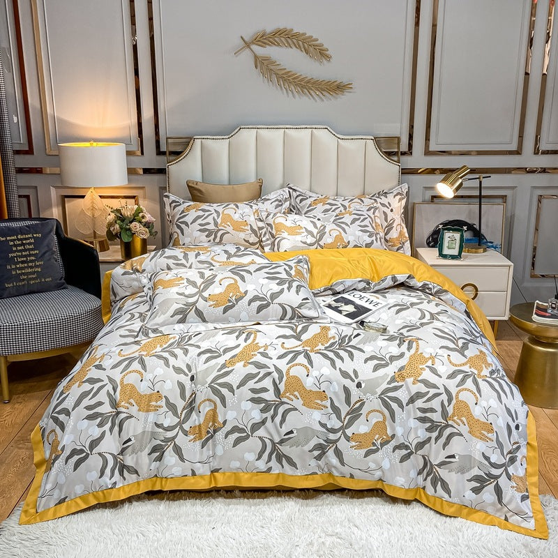 Silk Printed Bedding Set Spring Summer