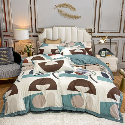 Silk Printed Bedding Set Spring Summer