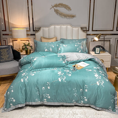 Silk Printed Bedding Set Spring Summer