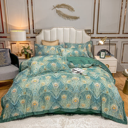 Silk Printed Bedding Set Spring Summer