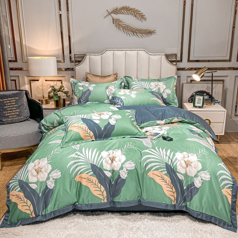 Silk Printed Bedding Set Spring Summer