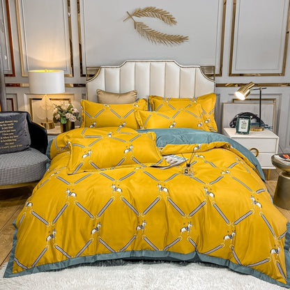 Silk Printed Bedding Set Spring Summer