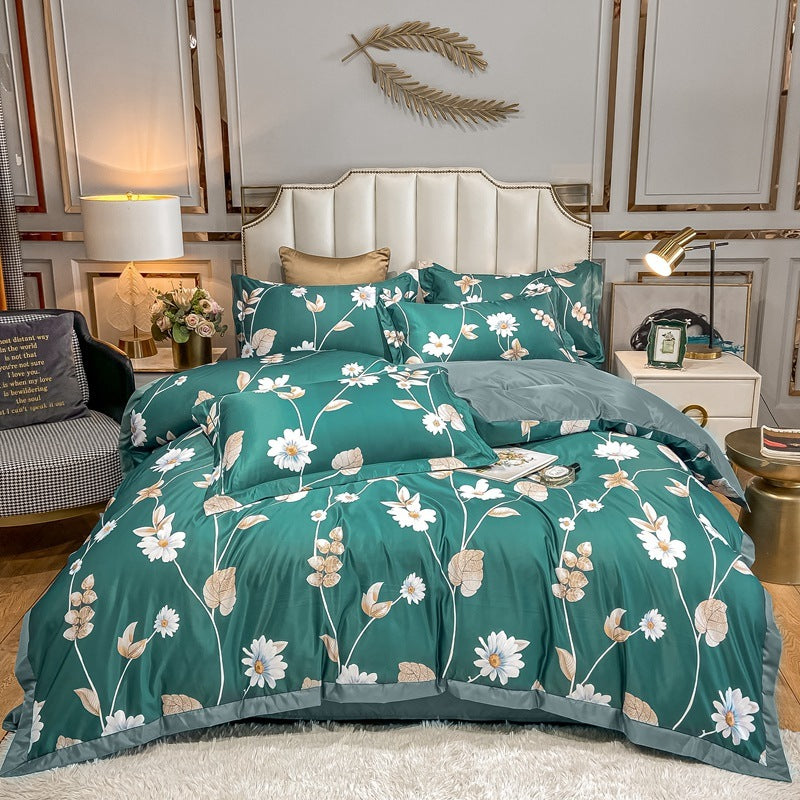 Silk Printed Bedding Set Spring Summer