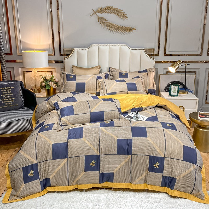 Silk Printed Bedding Set Spring Summer