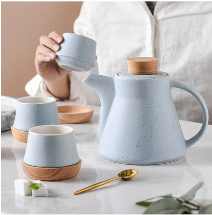 Ceramic One Pot Four Cup Flower Tea Set Gift Box