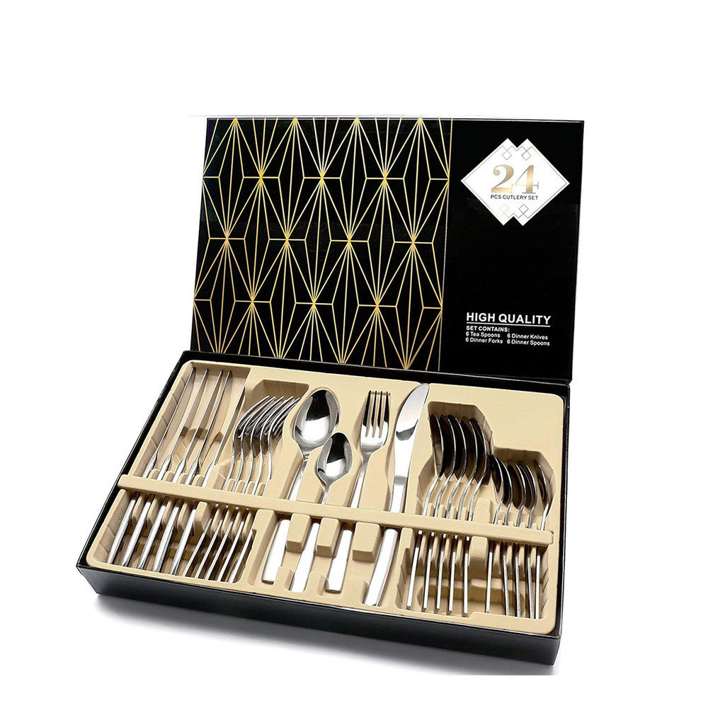 24 PCS Besteck Set Besteck Geschirr Löffel Messer Geschenk Box